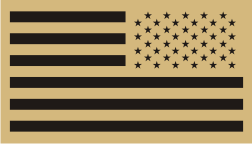 FORWARD USA FLAG BLACK ON TAN PCX PATCH PAIR 3.5"x2" WITH VELCRO® BRAND FASTENER 