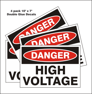 DOUBLE GLUE DANGER HIGH VOLTAGE 10 X 7 DECALS UPC 047393695727