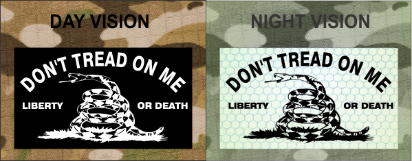 Don't Tread on Me White on IR Magic Black SolasX Patch