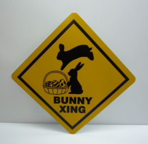 Reflective Bunny Xing aluminum sign